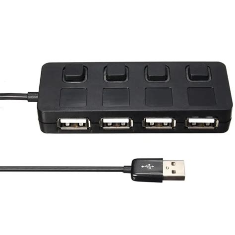 Practical USB Hub 4 Port USB 2.0 High Speed Hub With Push Button Power ...