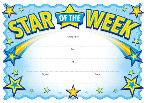 Free Printable Star Of The Week Certificate Template - Printable Templates