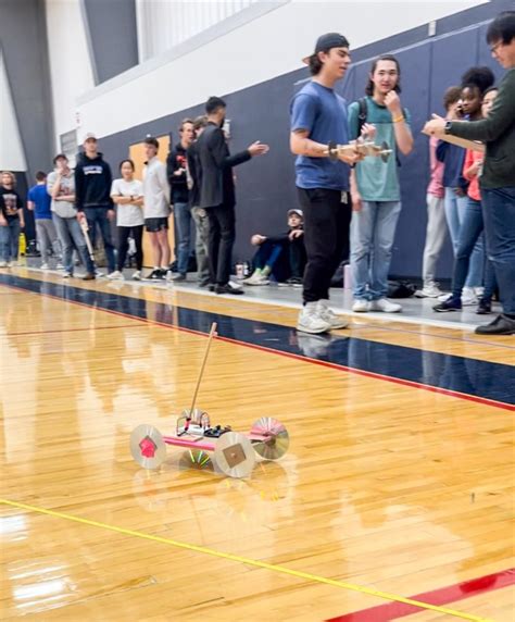 Engineering students race their mousetrap cars in friendly classwide ...