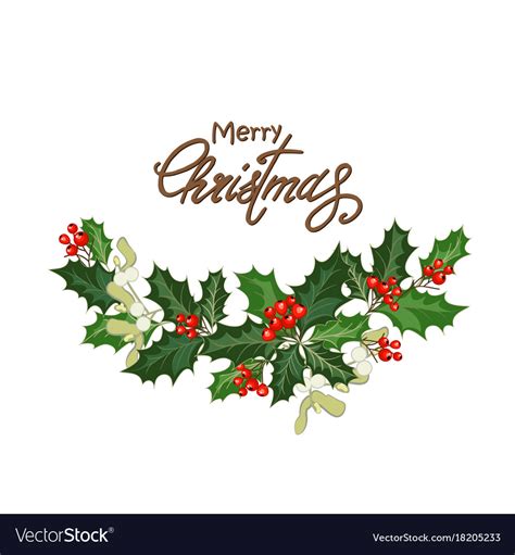 Christmas card with holly Royalty Free Vector Image