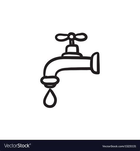 Dripping tap with drop sketch icon Royalty Free Vector Image