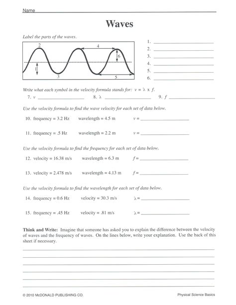 Sound Waves Worksheets