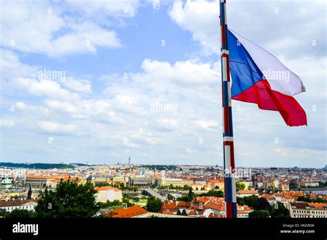 Czech Republic flag at Prague Castle Stock Photo - Alamy