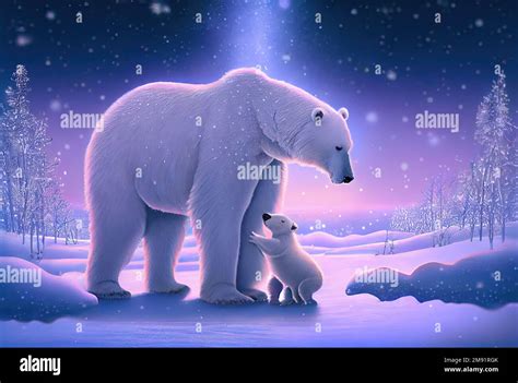 White polar bear with cub Stock Photo - Alamy