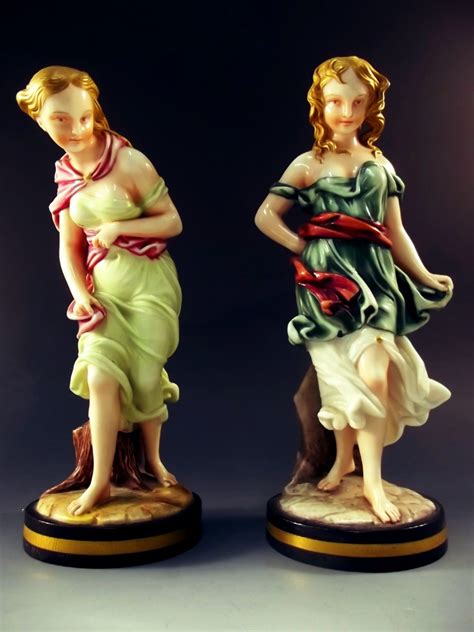 Pair Royal Worcester Porcelain Figurines Before & After The Wind