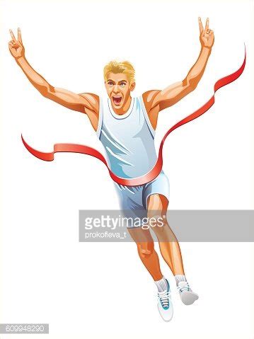 Marathon Winner Male Silhouette On A White Background Stock Clipart ...