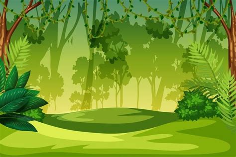 Un paisaje de selva verde. | Landscape illustration, Jungle images ...