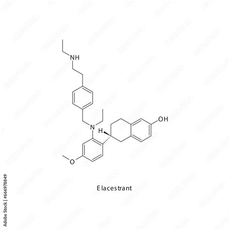 Elacestrant flat skeletal molecular structure Antiestrogen drug used in ...