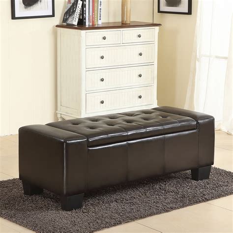 BELLEZE 50 Inch Storage Ottoman Bench, Upholstered Tufted Faux Leather ...