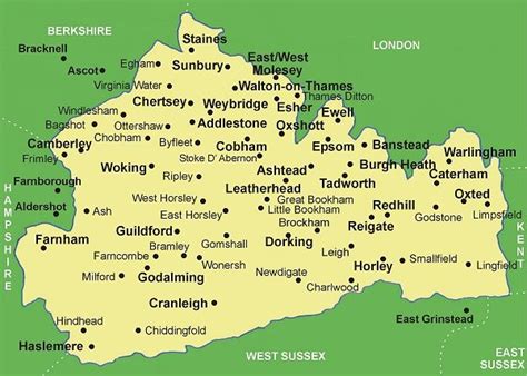 Surrey map | Surrey, Chertsey, England travel