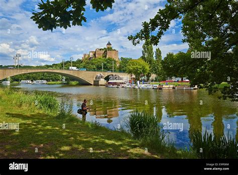 Saale river with Giebichenstein Castle in Halle, Germany Stock Photo ...