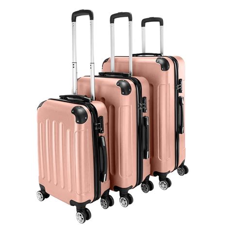 Veryke - Veryke 3Pcs Traveling Luggage, Rose Gold Rolling Traveling ...