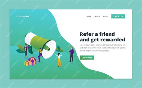 Premium Vector | Refer a friend landing page template