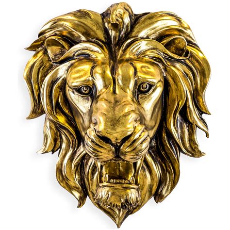 Large Gold Roaring Lion Wall Head | Gold Lions Head