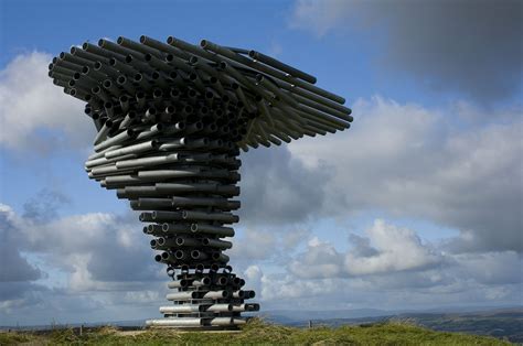 Singing Ringing Steel Tree Sculpture in Lancashire, England.