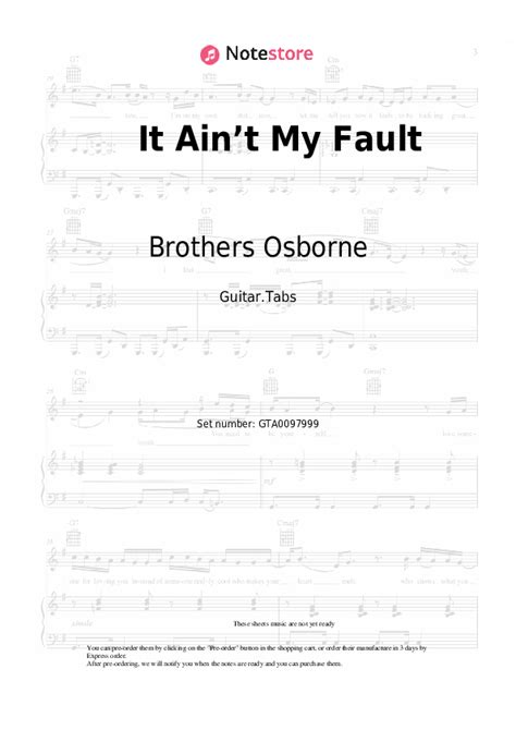 It Ain’t My Fault tabs guitar Brothers Osborne in Note-Store.com ...