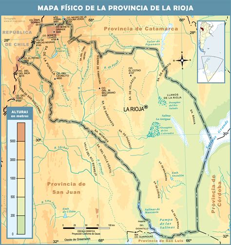 Physical map of the Province of La Rioja, Argentina | Gifex