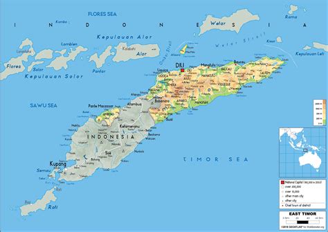 Large size Physical Map of Timor-Leste - Worldometer