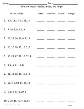 Mean, Median, Mode, Range Worksheets by Classy Colleagues | TpT