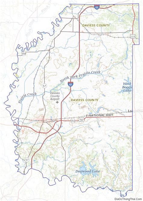 Topographic map of Daviess County, Indiana | Indiana