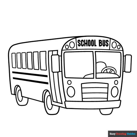 Cartoon School Bus Coloring Page | Easy Drawing Guides