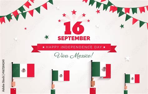 16 September. Mexico Happy Independence Day greeting card. Celebration ...