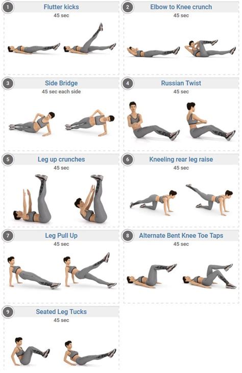 9 exercises home abs workout | Abs and obliques workout, Oblique ...