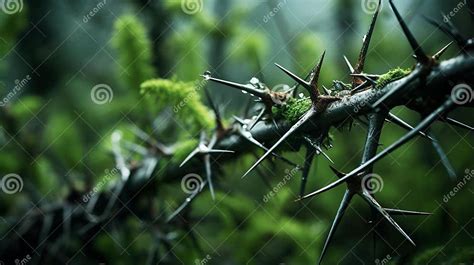 Menacing Beauty: Abstract Thorny Plants in Dark Forest Stock ...