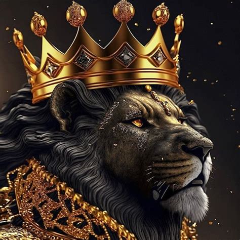 Premium Photo | A lion with a crown on his head in 2023 | Lion artwork ...