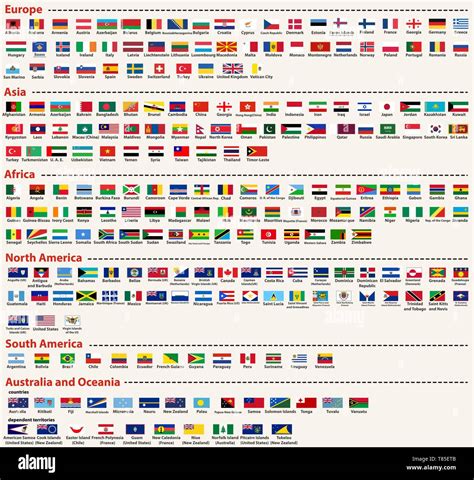 vector set of all world flags arranged in alphabetical order and ...