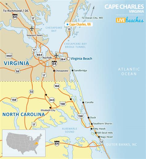 Map of Cape Charles, Virginia - Live Beaches