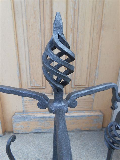 Hand Forged Fireplace Tools Set Wrought Iron Handmade 4 Pieces Stove S ...