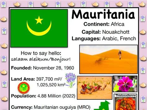 MAURITANIA History & Geography, Travel The World Worksheet | Teaching ...