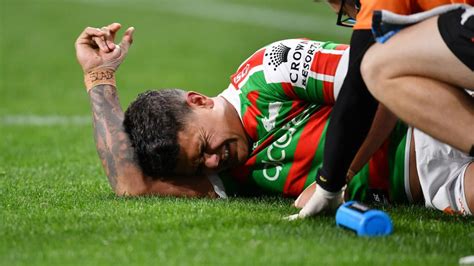 Eels v Rabbitohs: Latrell Mitchell hobbles off the field after ...