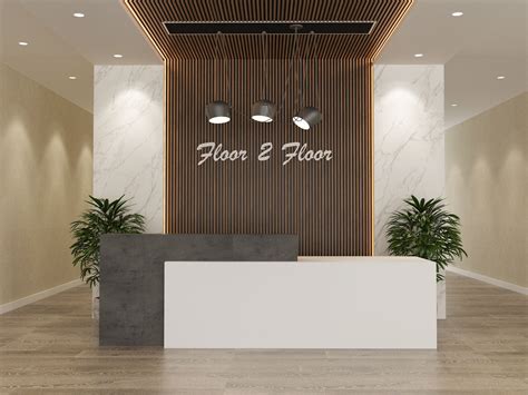 Modern Office Lobby with Wood and White Accents