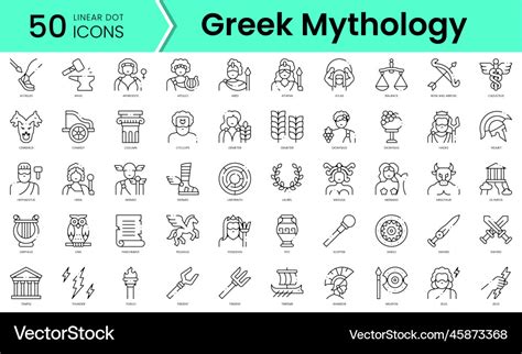 Set of greek mythology icons line art style Vector Image