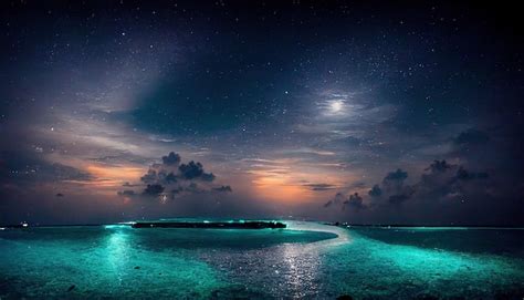 Premium Photo | Night beaches of the maldives an incredibly beautiful ...