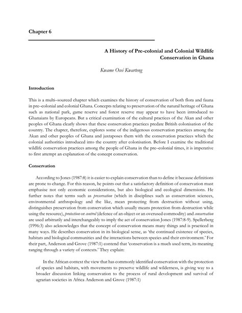 (PDF) A history of pre-colonial and colonial wildlife conservation in Ghana