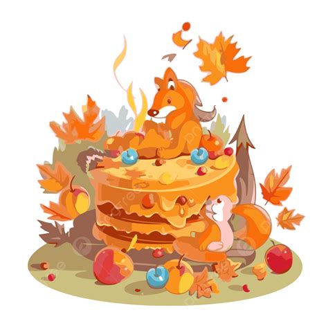 Cartoon Fall Birthday Cake PNG, Vector, PSD, and Clipart With ...