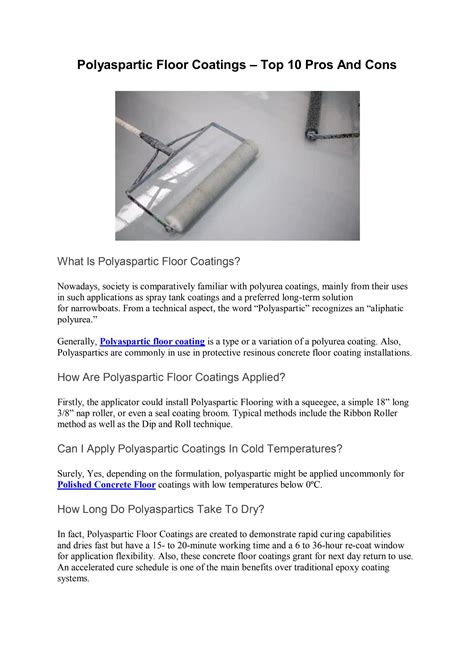 Polyaspartic Floor Coatings – Top 10 Pros And Cons by jlexbor05 - Issuu