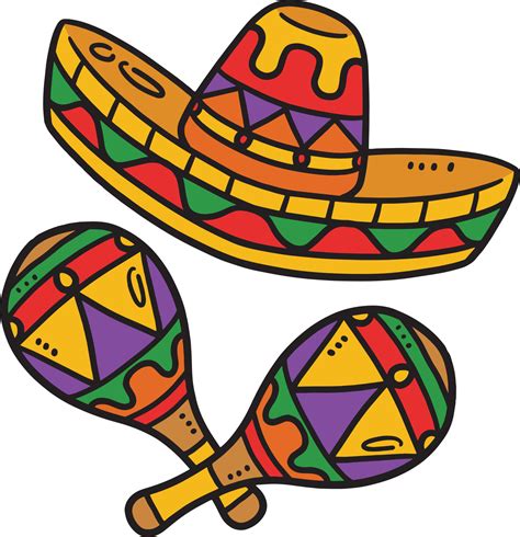 Cinco de Mayo Mexican Hat, Maracas Cartoon Clipart 21516442 Vector Art ...