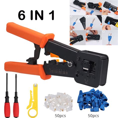 RJ45 RJ12 CAT5 Network Crimping Tool Kit Cable Tester Crimper LAN Wire ...