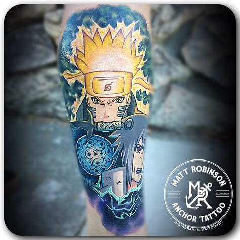 Six Paths Naruto and Sasuke tattoo by Matt Robinson of Anchor Tattoo in ...