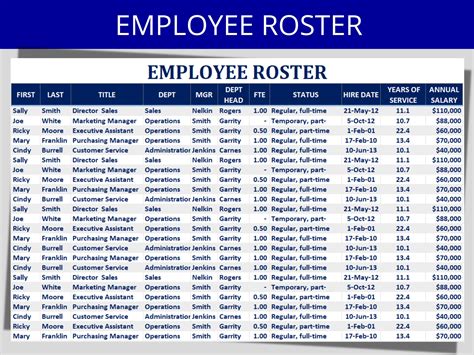 Employee Roster Template: Staff Directory & Database With Employee ...