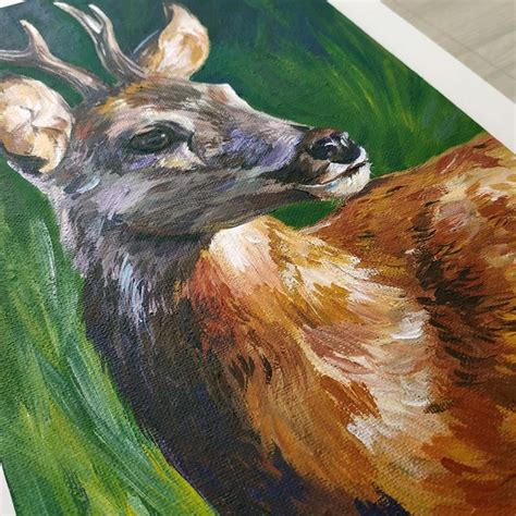 Original Acrylic Deer Painting Deer Wall Art Wildlife | Etsy | Deer ...