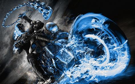 Ghost Rider, chains, vehicle, Revenge Spirit, fire, blue, no people HD ...