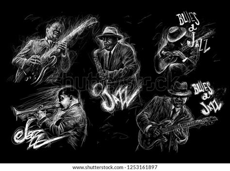 Jazz Blues Music Set Music Characters Stock Illustration 1253161897