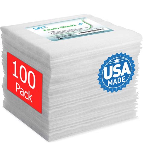 100 Pack Foam Sheets, DAT 12" x 12", 1/16" Thick, Foam Wrap Cushioning ...