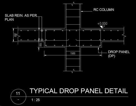 A typical drop panel detail drawing is given in this AutoCAD file - Cadbull