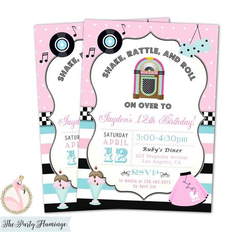 50's theme birthday invitation fifties sock hop | Etsy | Birthday ...